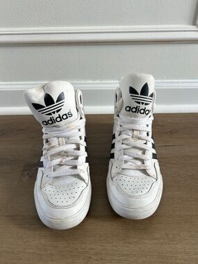 adidas White and Black High-Top Sneakers